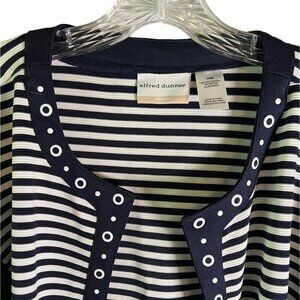 Alfred Dunner Navy and White Striped Open Cardigan Blazer, Size 24W